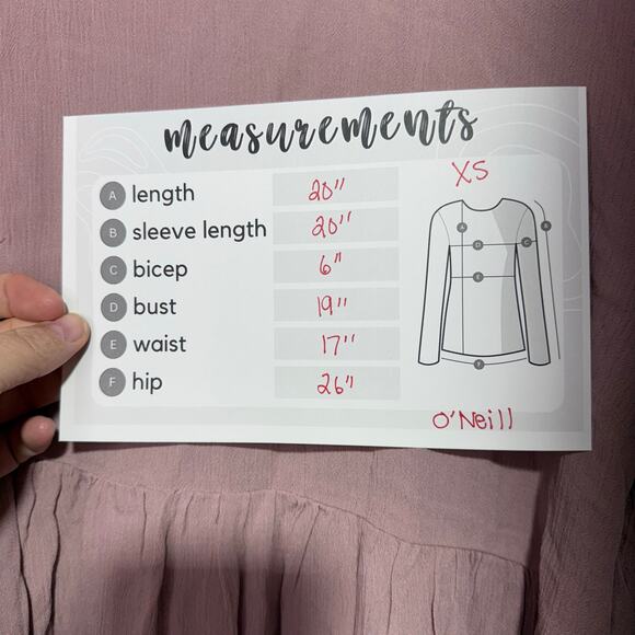 O’Neill Women’s Mauve Cold Shoulder Peplum Top XS Long Sleeve Boho Chic New - Picture 7 of 8